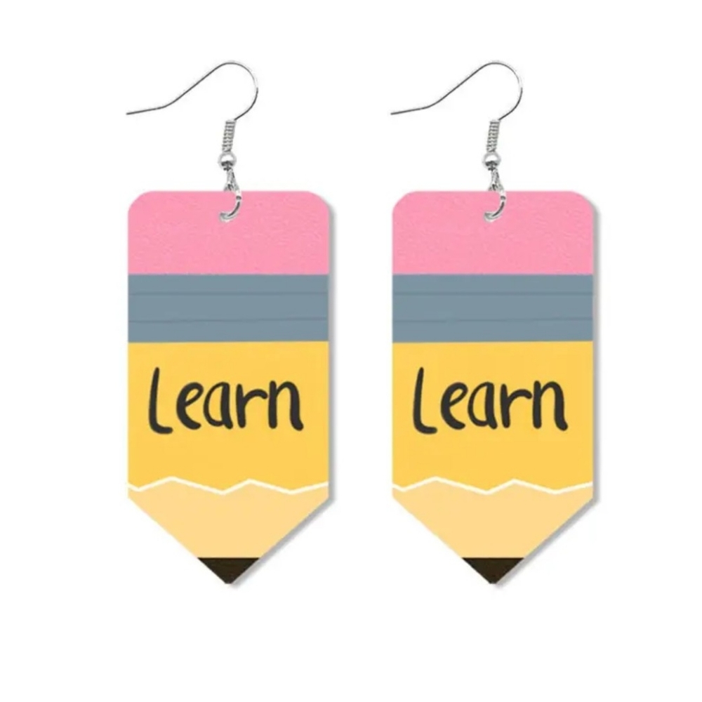 Teacher pencil learn earrings BNWT